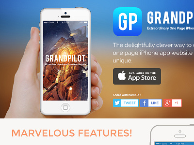 GrandPilot One Page app website flat grandpilot landing page one page website