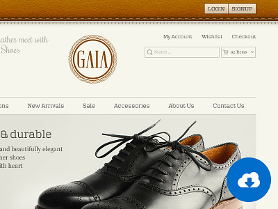 Gaia Homepage brown freebie gaia homepage leather ui user interface website