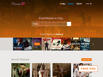 Cinema21 Re-design Concept brown cinema21 concept film website homepage indonesian movie mockup movie website orange ui user interface website