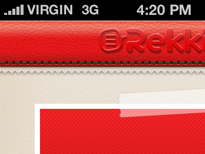 Rekkio iPhone App app iphone iphone app leather pattern red sticked tob bar ui