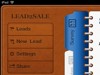 Lead2sale iPad app 2 hole ring ios ios app ipad app lead2sale leather paper survey ui ui design user interface