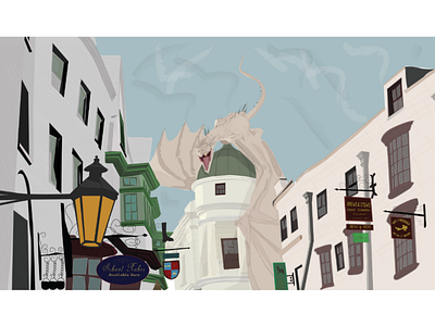 Diagon Alley scene illustration