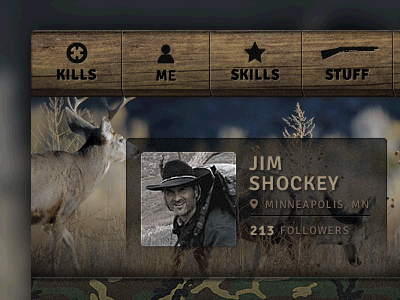 Hunting Club Navigation Concept gif navigation ios wood hunting camo