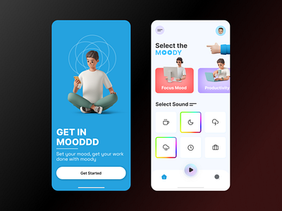 Focus Sounds App Design Concept app app ui audio design focus listen meditation music sound ui ui ux uiuxdesigner userexperience userinterface