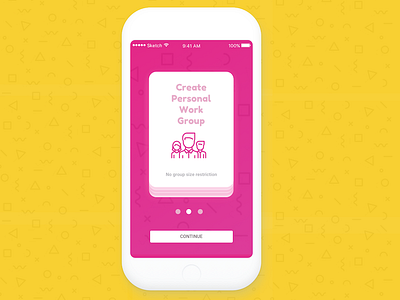 Intro card of messenger app app chat clean design ios pink sketchapp ui ux yellow