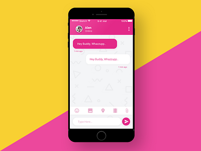 Messenger App chat screen app chat clean design ios pink sketchapp ui ux yellow