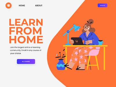 E-Learning Website UI Design covid19 e learning learn from home online learning ui