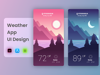 Weather App UI Design | Adobe XD |