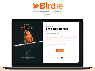 Daily UI - Sign Up for Birdie branding design graphic design typography ui ux web
