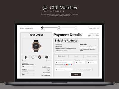 Daily UI - Check out page for Giri Watches branding clean design flat graphic design illustration logo minimal typography ui ux vector web