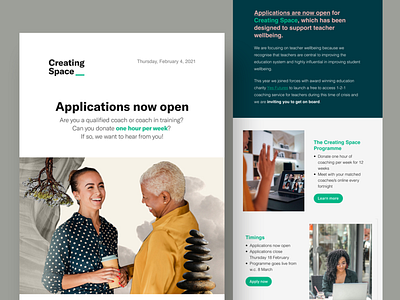 Creating Space | Newsletter UI Design art direction digital design ui design