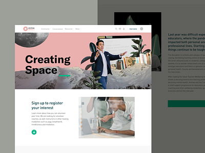 Creating Space | Webpage UI Design art direction ui design ux design