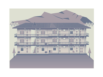 Hostel in Mountains branding design illustration isometric illustration minimal poster print ui ux vector