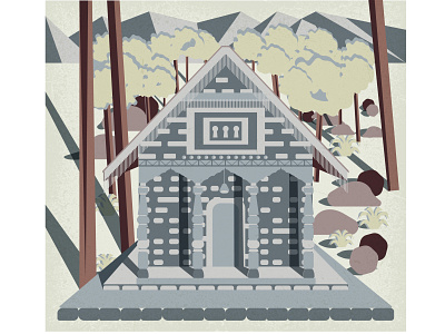 Cabin in Woods Illustration