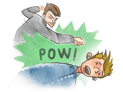 Pow! cartoon illustration watercolor