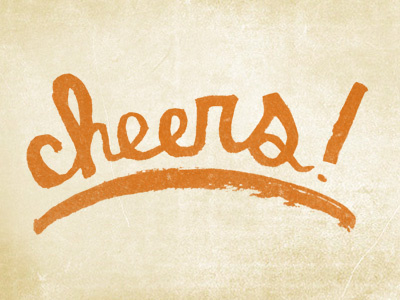 Cheers lettering brush illustration ink lettering orange texture