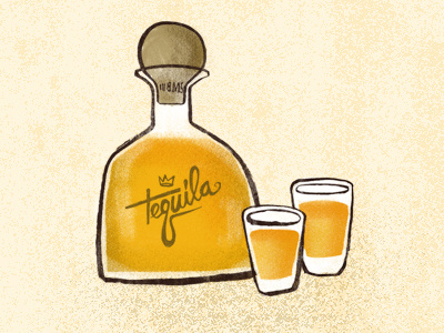 Tequila! brush drawing illustration ink texture yellow