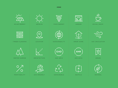 Sustainable Home Icons green icon icons line real estate recycle smart sustainable