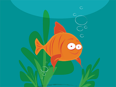 Melville the Goldfish cartoon fish goldfish humor illustration retro palette spot illustration vector art web graphic