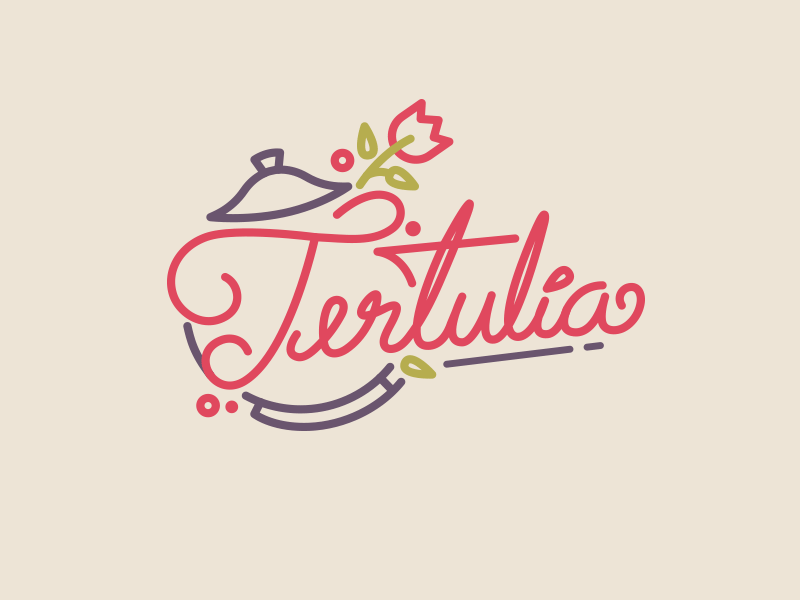 Tertulia argentina flowers garden hand made lettering logo mark tea house tertulia vintage women