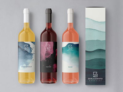 Derlaszento vinery - logo and package design #2 aquarell aquarelle bottle branding design logo package design vector vinery wine wine bottle wine label winery