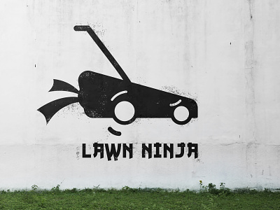 LAWN NINJA branding design lawncare lawnmower logo ninja stencil vector