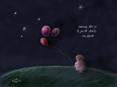 Awe balloons illustration kids pencil purple red watercolour