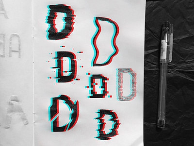 Glitch letter D art glitch lettering letters sketchbook typography