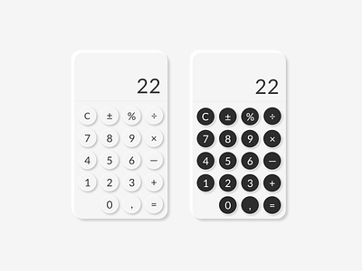 Neumorphism / soft UI calculator for #DailyUI