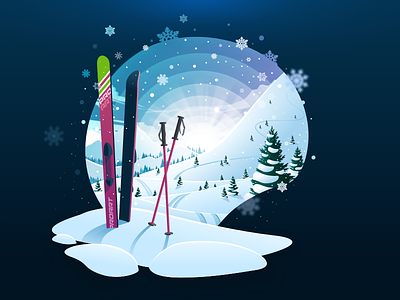 Ski Winter ❄️ adventure calm cold illustration landscape mountain nature negative proart prokopenko relax silence ski skiing snow snowfall snowflakes sunset travel winter