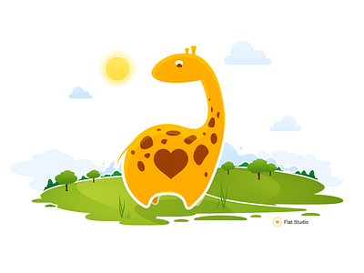 Illustration Fs #4 flat flat studio giraffe heart illustration nature
