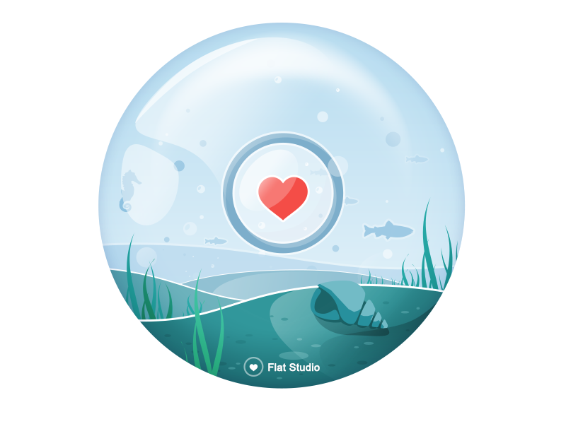 Illustration Fs #8 shell water under water see heart vector flat studio fs illustration