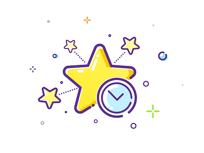 Time stars clock icon illustration mbe star time yellow
