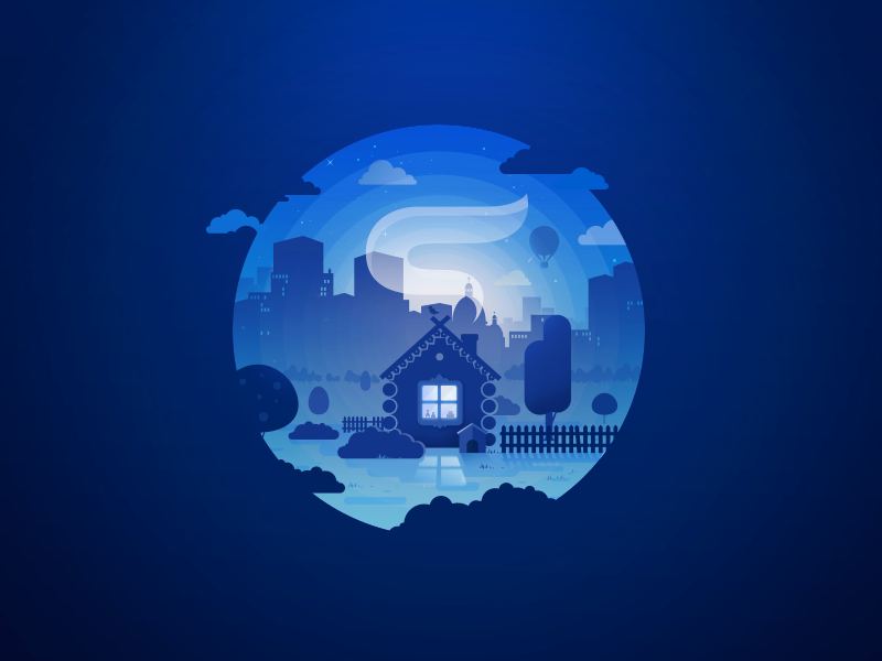 Night house trend negative proart prokopenko garden dawn smoke window city night house