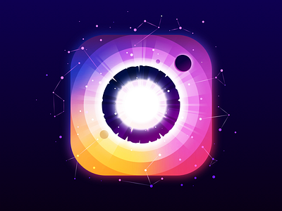 Instagram circle constellation fun illustration instagram landscape logo nature negative panet proart prokopenko radiance ring stars trend vector