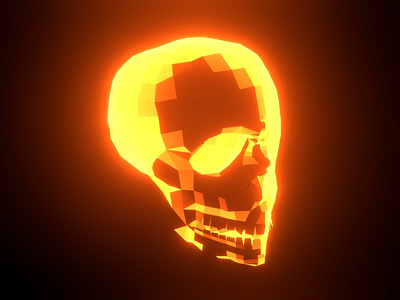 Low Poly Glowing Skull Wallpaper