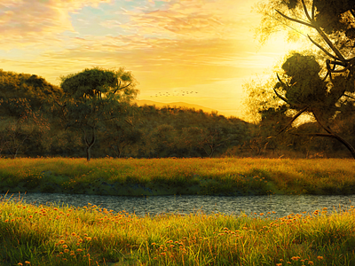 3D render - Nature africa landscape. 3d 3d art africa landscape nature savanna summer wallpaper