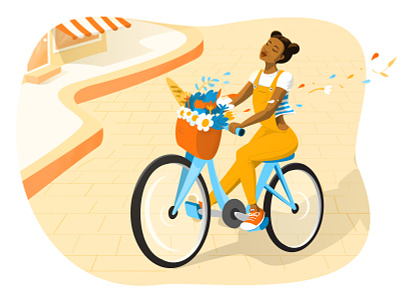 A Glimpse of Paris bicycle bike girl character girl illustration illustration illustrator paris summertime sunny day vector vectorart