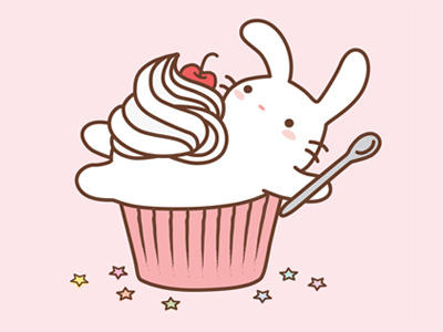 Bunnycake bunny cupcake cute food illustration rabbit sweet vector