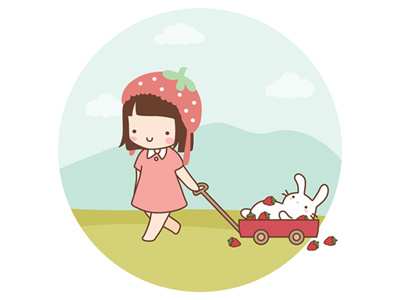 Red Berry cute illustration vector