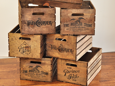 Vintage inspired crates advertisements antique crate distress screen print vintage wood