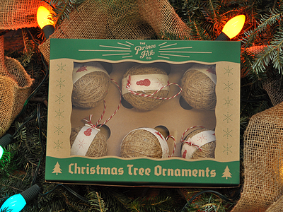 Dribbble Ornaments box burlap christmas kraft ornament packaging screen print snowflake tree