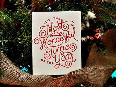 Most Wonderful Card card christmas hand lettered lettering screen print