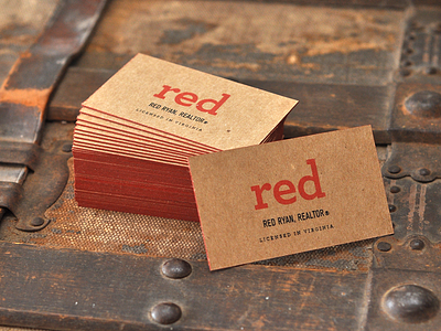 Red Ryan Business Cards business cards chipboard edge coloring metallic red screen print