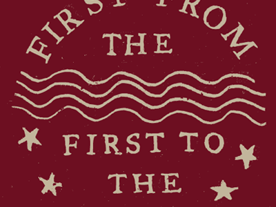 First from the sea hand drawn historic motto serif vintage