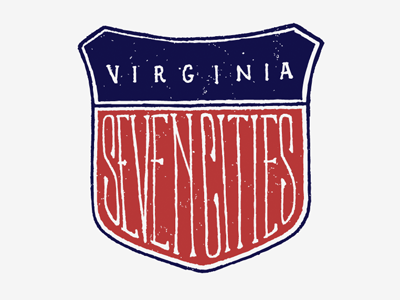 Seven Cities distress hand drawn shield usa virginia