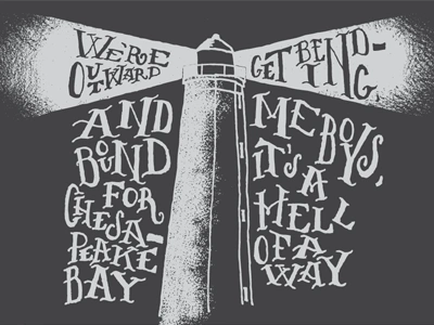 Virginia Beach cape henry chesapeake bay hand drawn lettering lighthouse sea shanty texture virginia