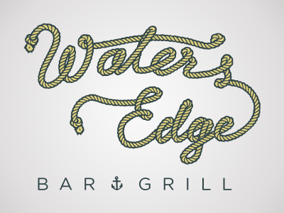 Rejected logo anchor bar edge grill logo rejected rope script water