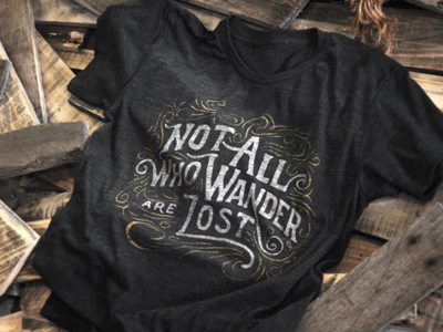 Not all who wander tee 404 handdrawn hidden treasure hide and seek lettering new site screen print shirt