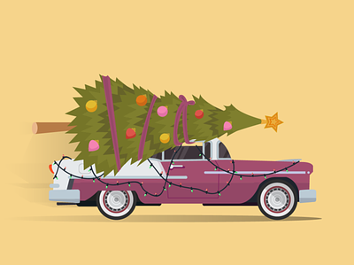 Christmas Car car christmas christmas tree colors illustration vintage
